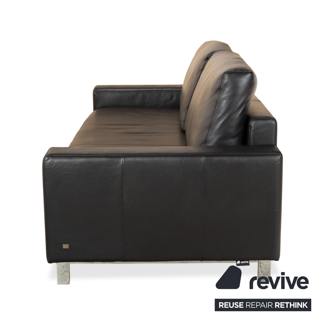 Rolf Benz Vida Leder 2x Dreisitzer Schwarz Sofa Couch