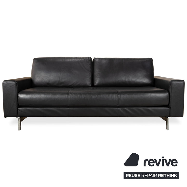 Rolf Benz Vida Leder 2x Dreisitzer Schwarz Sofa Couch