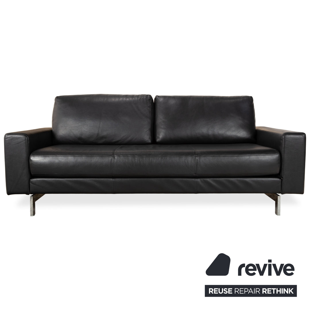 Rolf Benz Vida Leder 2x Dreisitzer Schwarz Sofa Couch