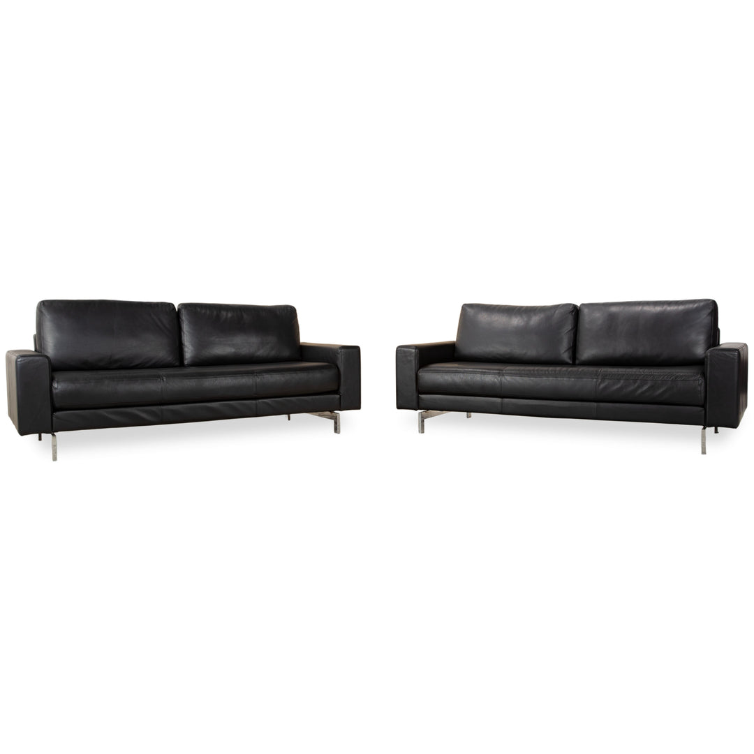 Rolf Benz Vida Leder 2x Dreisitzer Schwarz Sofa Couch