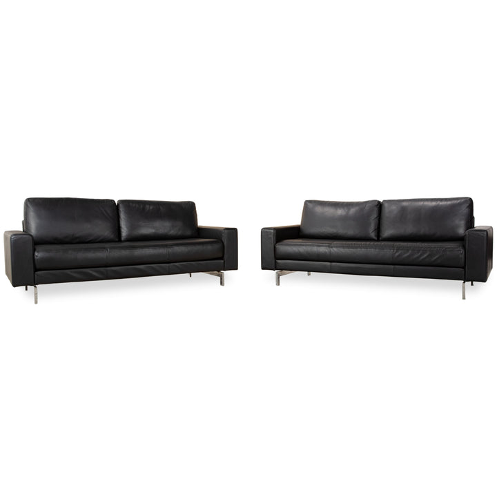 Rolf Benz Vida Leder 2x Dreisitzer Schwarz Sofa Couch
