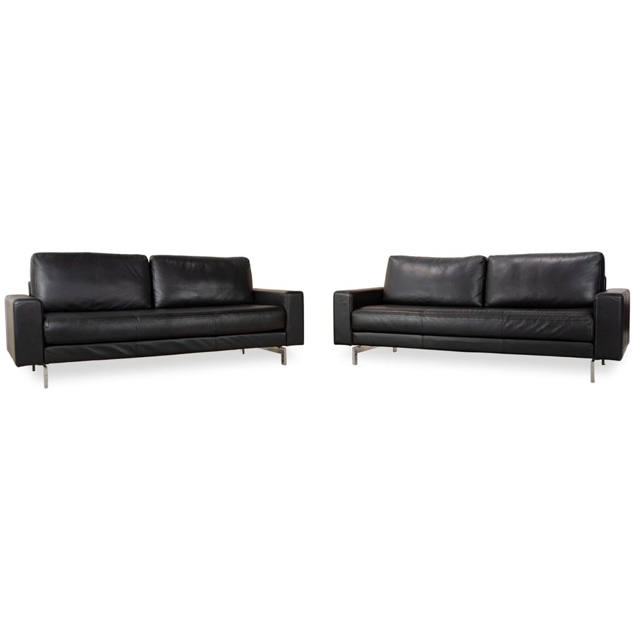Rolf Benz Vida Leder 2x Dreisitzer Schwarz Sofa Couch