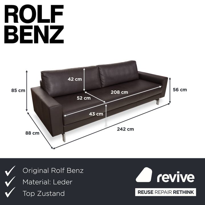 Rolf Benz Vida Leder Dreisitzer Braun Mokka Sofa Couch Dunkelbraun