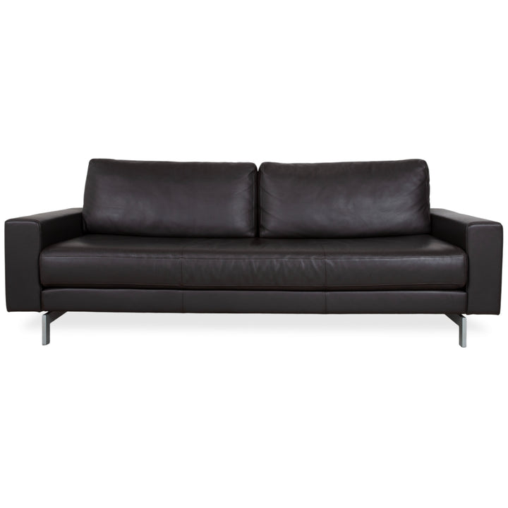 Rolf Benz Vida Leather Three-Seater Brown Sofa Couch