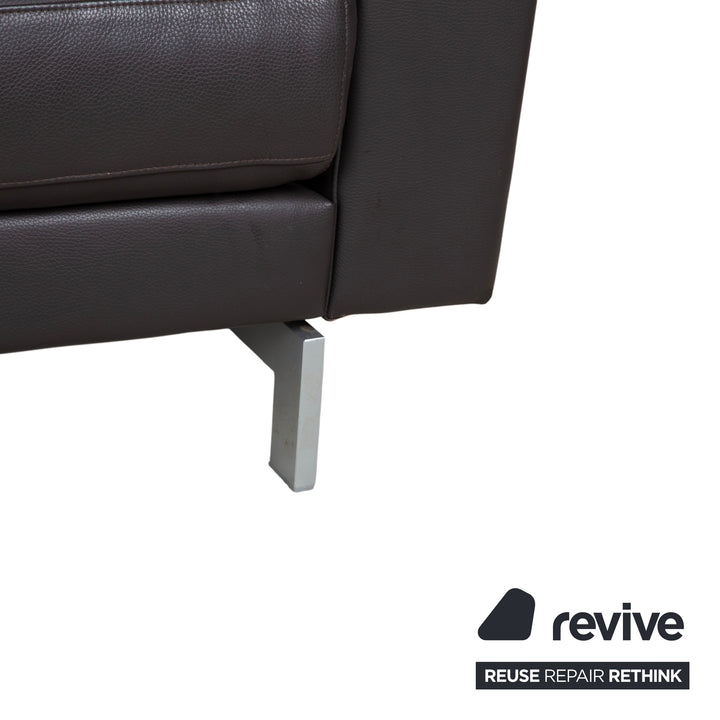 Rolf Benz Vida Leather Three-Seater Brown Sofa Couch