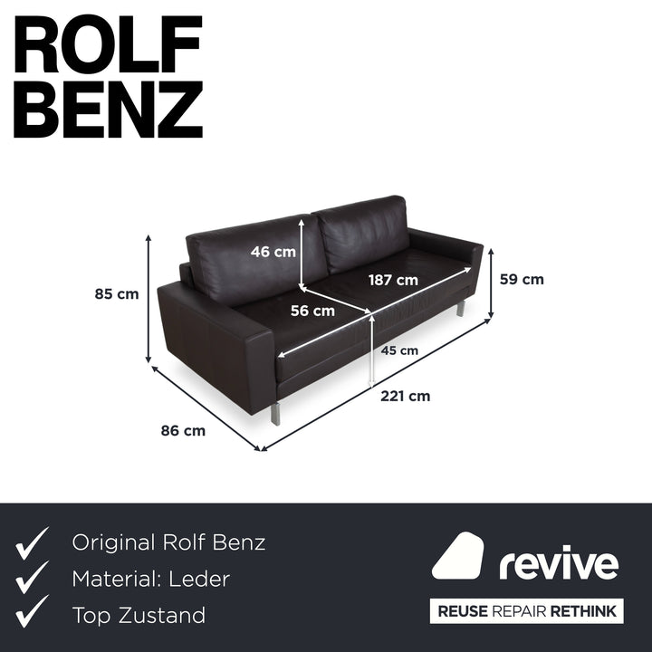 Rolf Benz Vida Leder Dreisitzer Braun Sofa Couch
