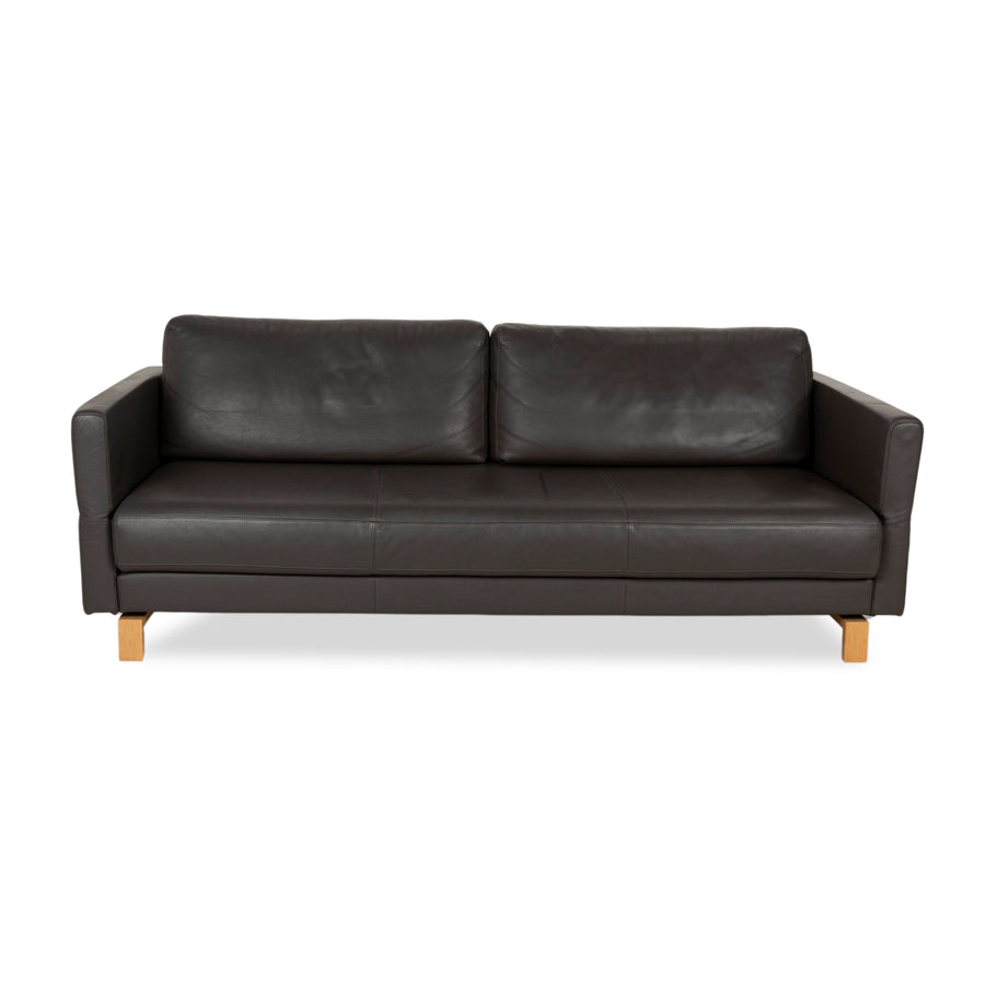 Rolf Benz Vida Leder Dreisitzer Grau manuelle Funktion Sofa Couch