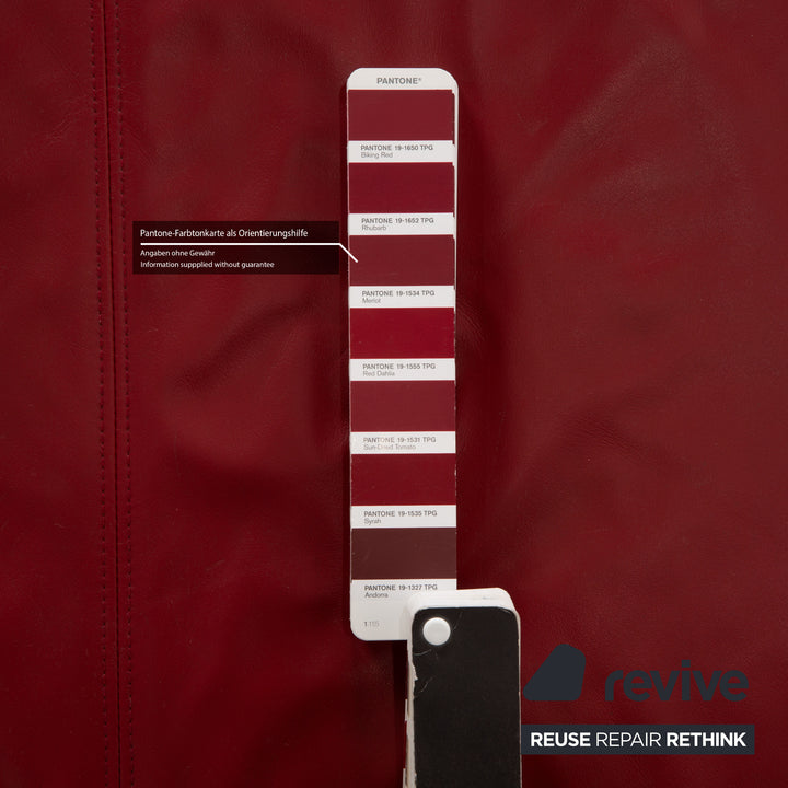 Rolf Benz Vida Leather Three Seater Red Wine Red Sofa Couch