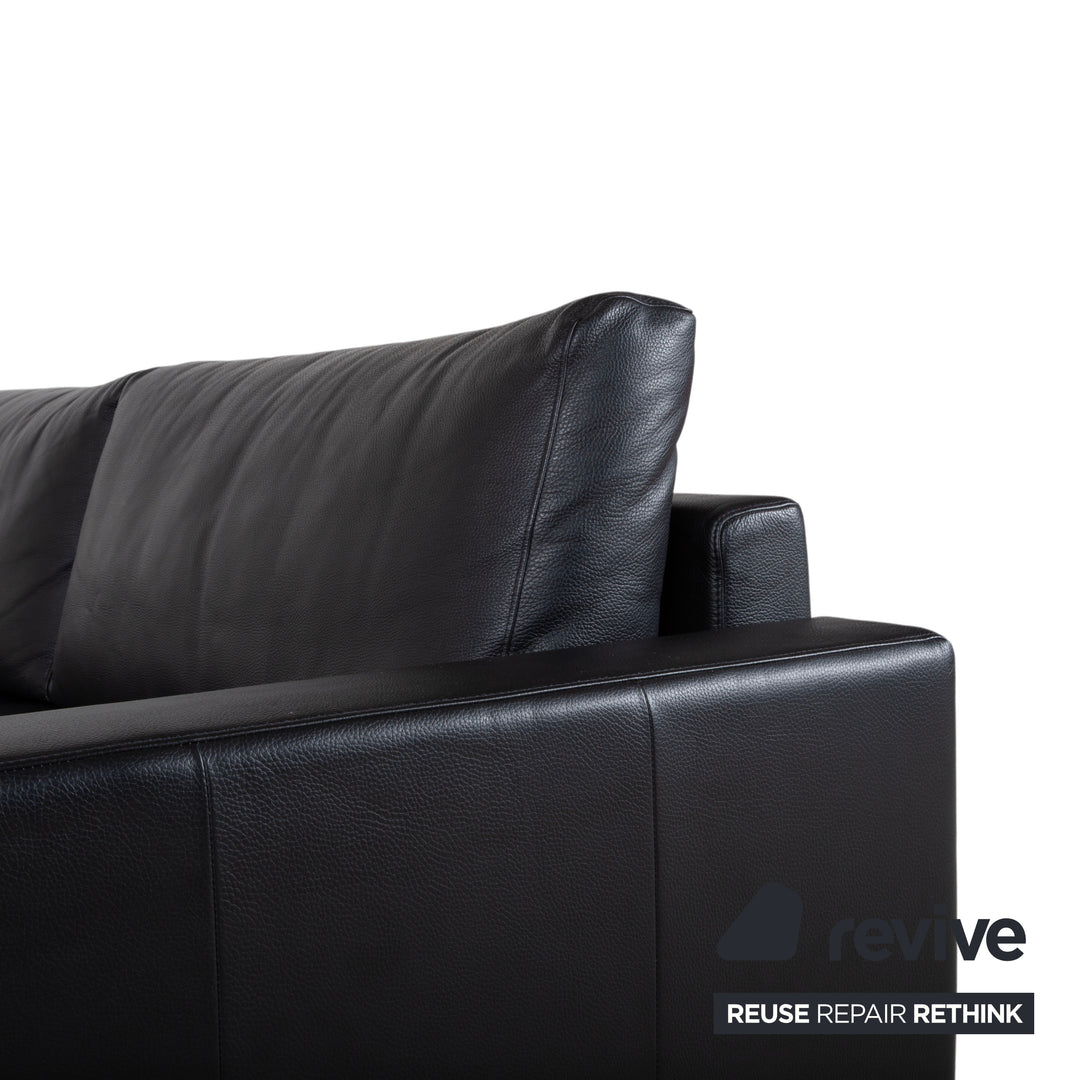Rolf Benz Vida Leder Dreisitzer Schwarz Sofa Couch