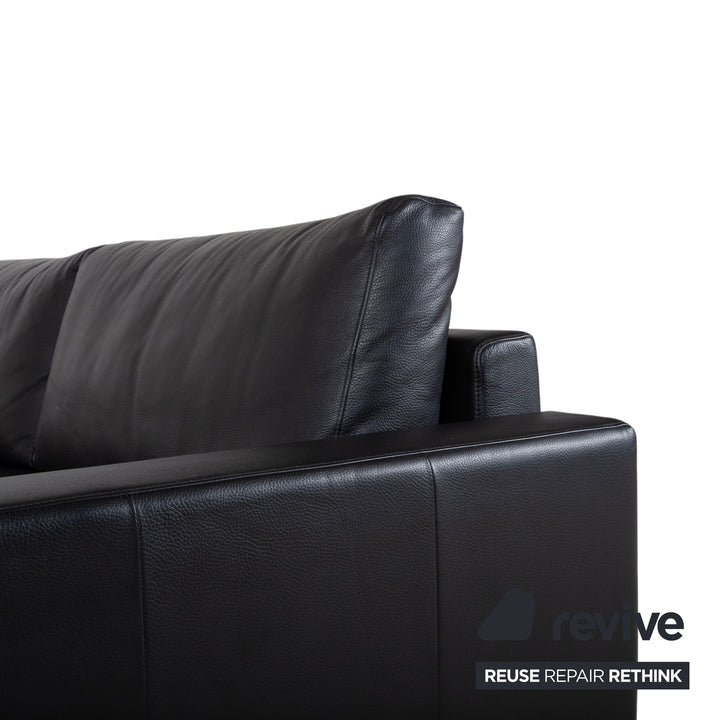Rolf Benz Vida Leder Dreisitzer Schwarz Sofa Couch