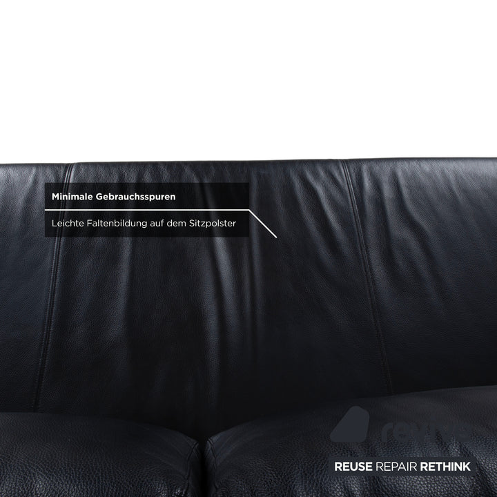 Rolf Benz Vida Leder Dreisitzer Schwarz Sofa Couch
