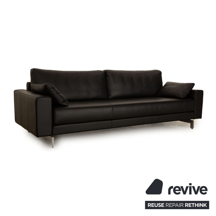 Rolf Benz Vida Leather Three Seater Black Sofa Couch
