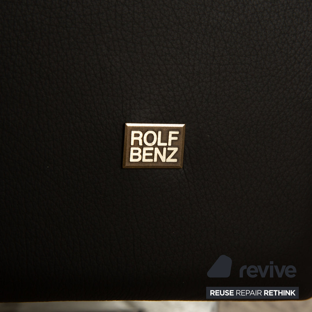 Rolf Benz Vida Leather Three Seater Black Sofa Couch