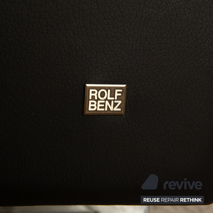 Rolf Benz Vida Leather Three Seater Black Sofa Couch