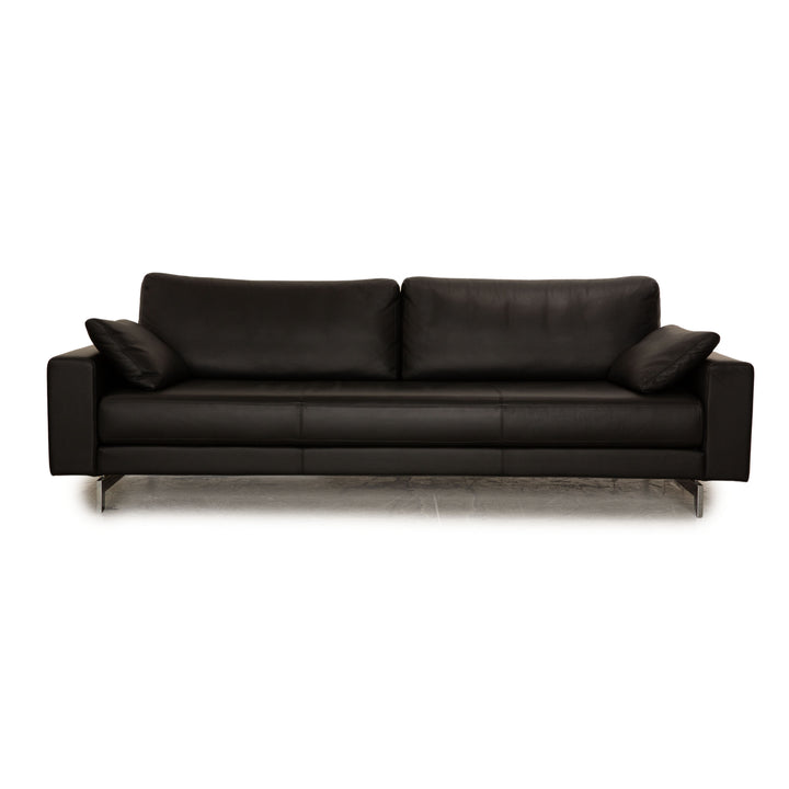 Rolf Benz Vida Leather Three Seater Black Sofa Couch