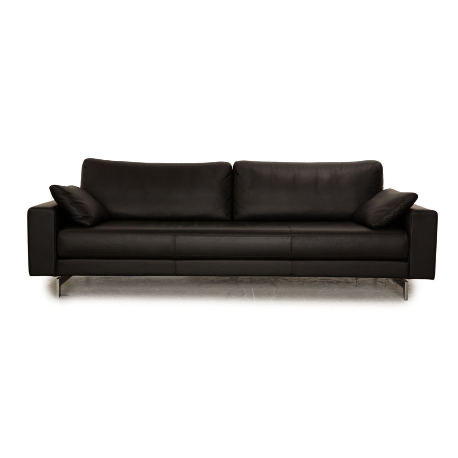 Rolf Benz Vida Leather Three Seater Black Sofa Couch