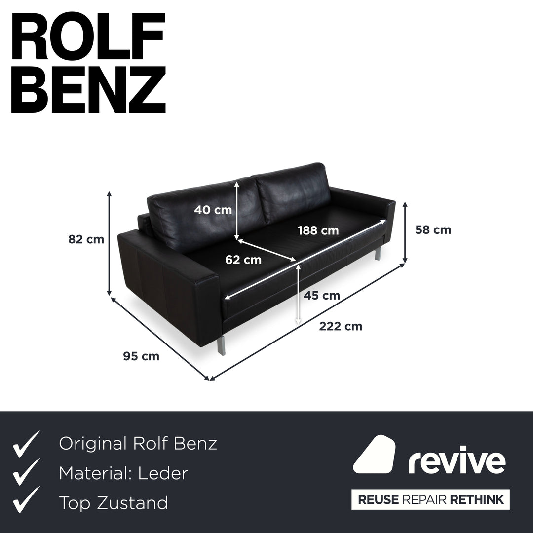 Rolf Benz Vida Leder Dreisitzer Schwarz Sofa Couch