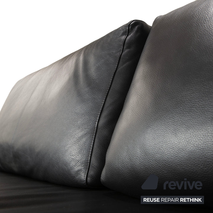 Rolf Benz Vida Leder Dreisitzer Schwarz Sofa Couch