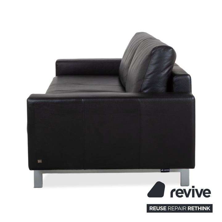 Rolf Benz Vida Leder Dreisitzer Schwarz Sofa Couch