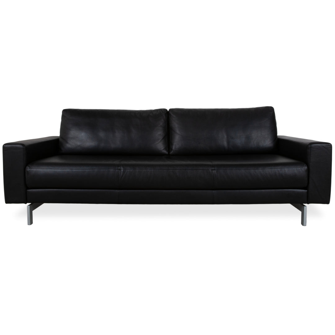 Rolf Benz Vida Leather Three-Seater Black Sofa Couch