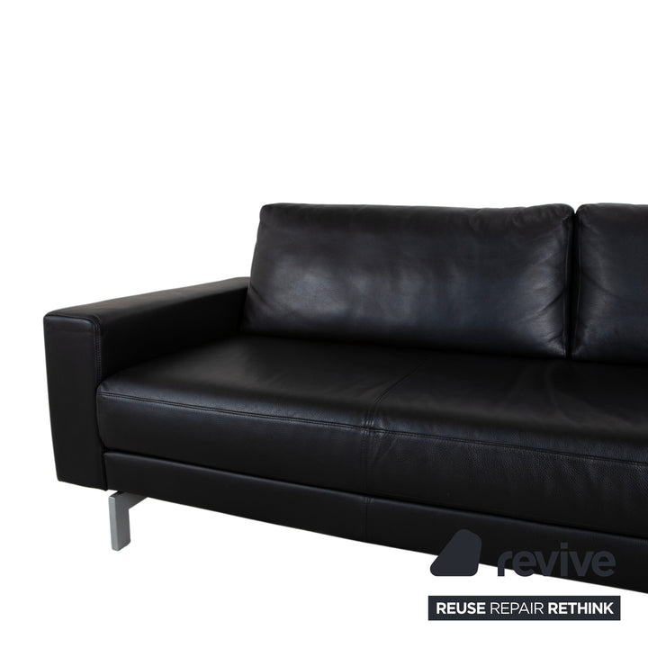 Rolf Benz Vida Leder Dreisitzer Schwarz Sofa Couch