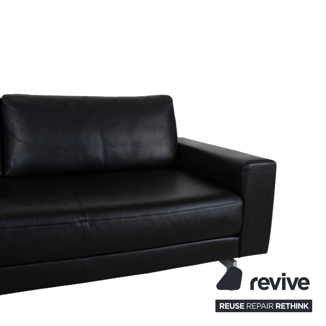 Rolf Benz Vida Leder Dreisitzer Schwarz Sofa Couch