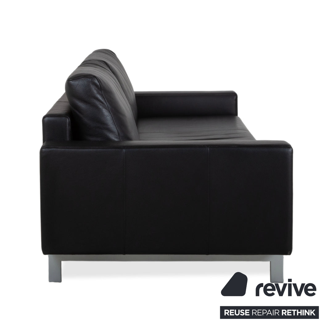 Rolf Benz Vida Leder Dreisitzer Schwarz Sofa Couch