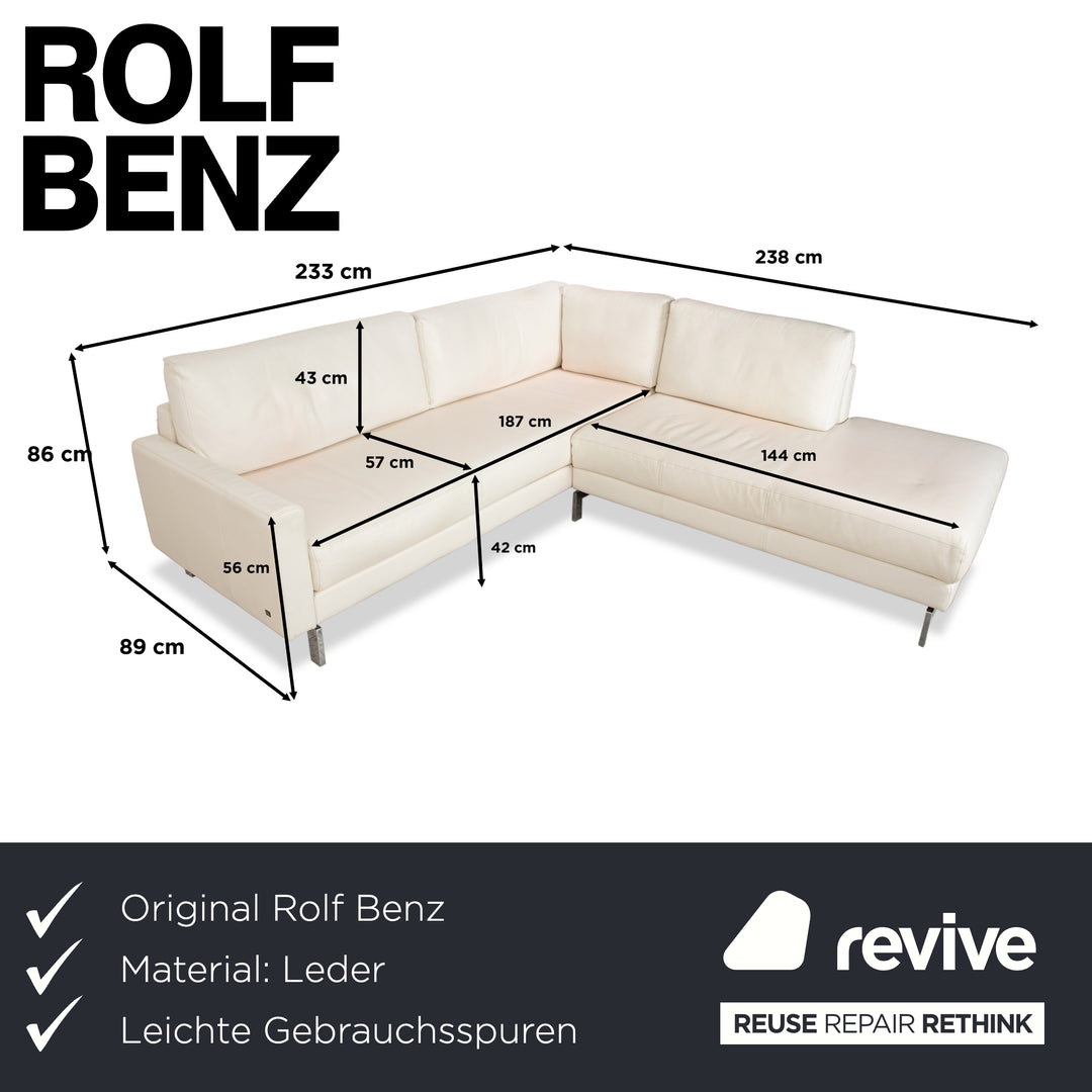 Rolf Benz Vida Leather Corner Sofa Cream White Sofa Couch