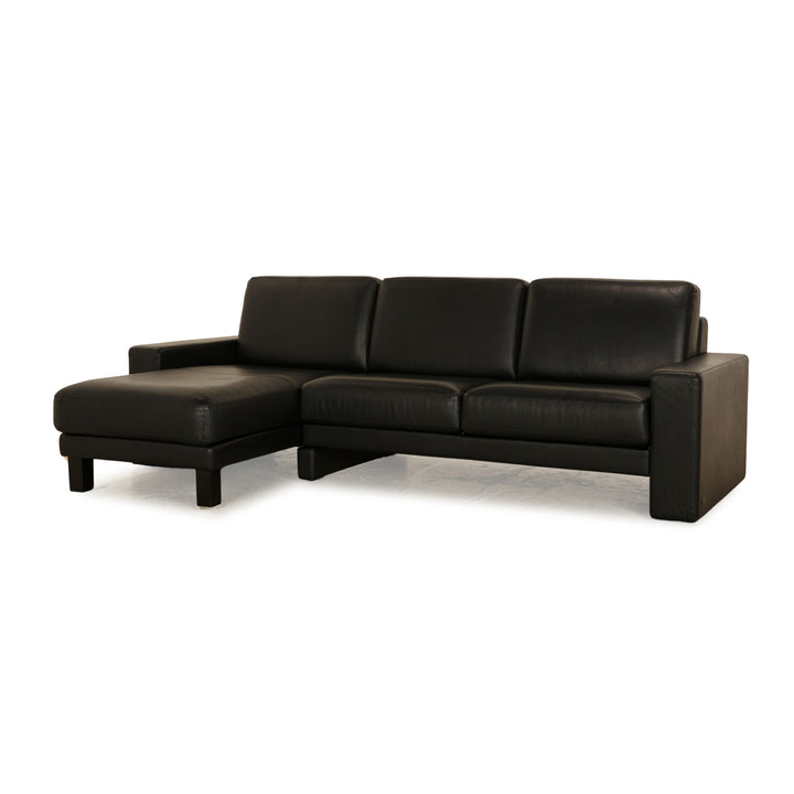 Rolf Benz Vida Leather Corner Sofa Black Recamiere Left Sofa Couch