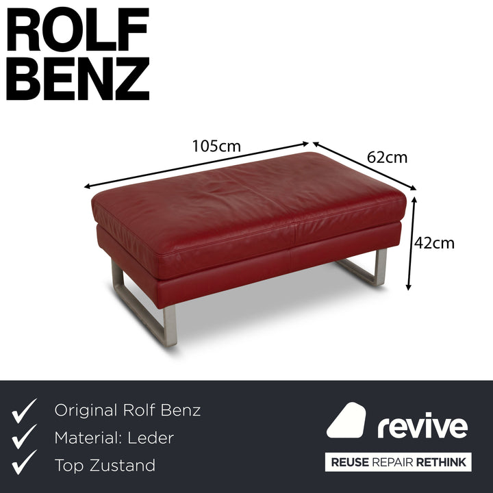 Rolf Benz Vida Leather Stool Red Wine Red