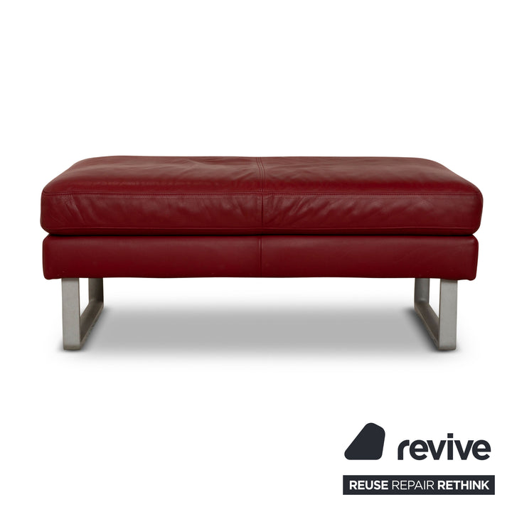 Rolf Benz Vida Leather Stool Red Wine Red