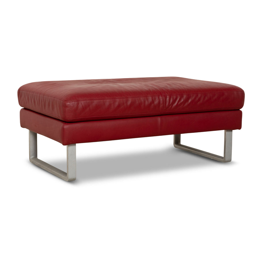 Rolf Benz Vida Leather Stool Red Wine Red