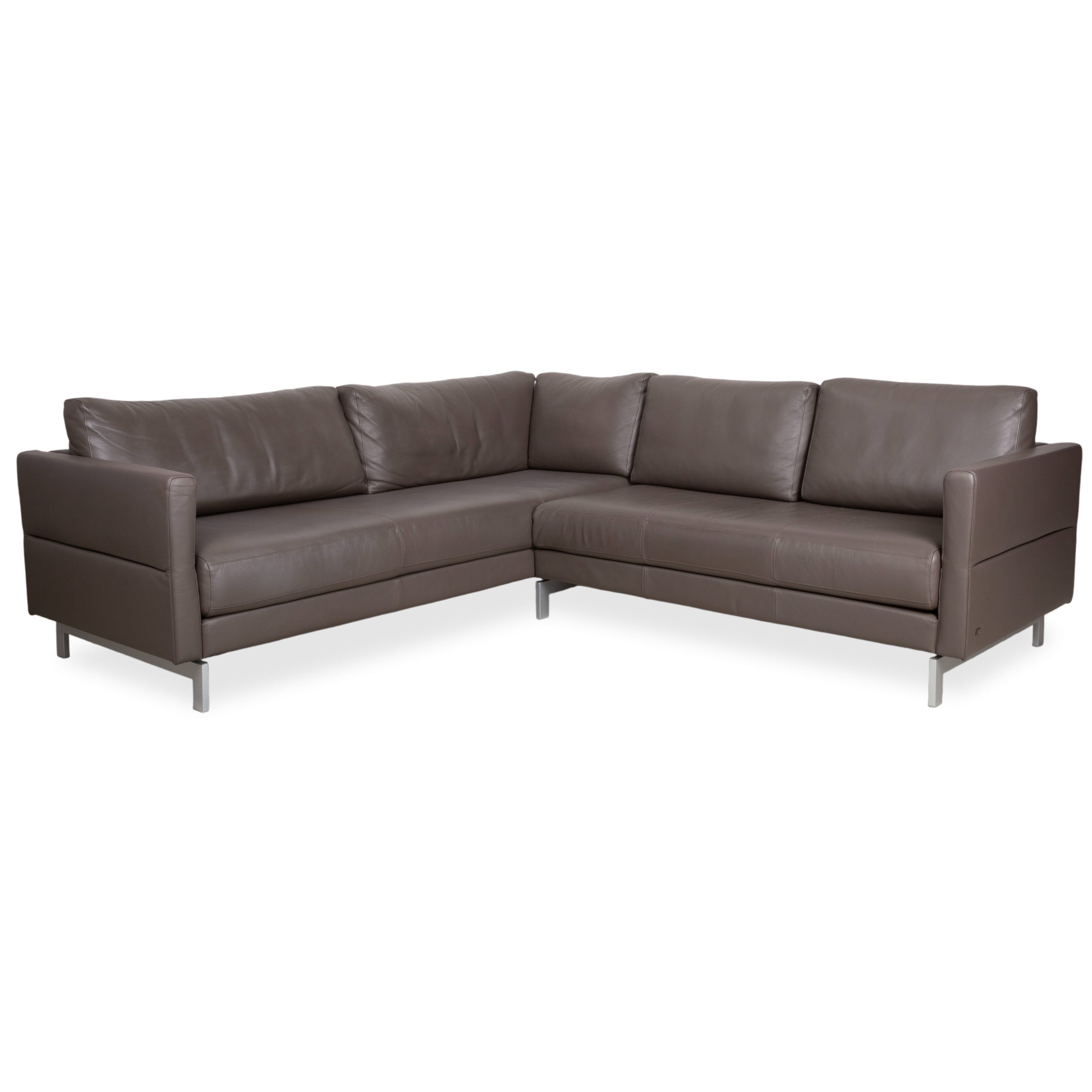 Rolf Benz Vida Leder Metall Ecksofa Braun Recamiere Links