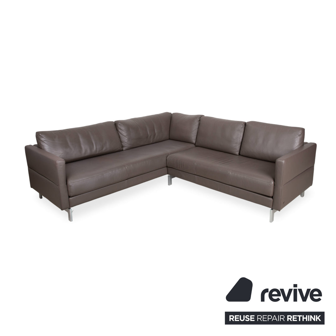Rolf Benz Vida Leder Metall Ecksofa Braun Recamiere Links