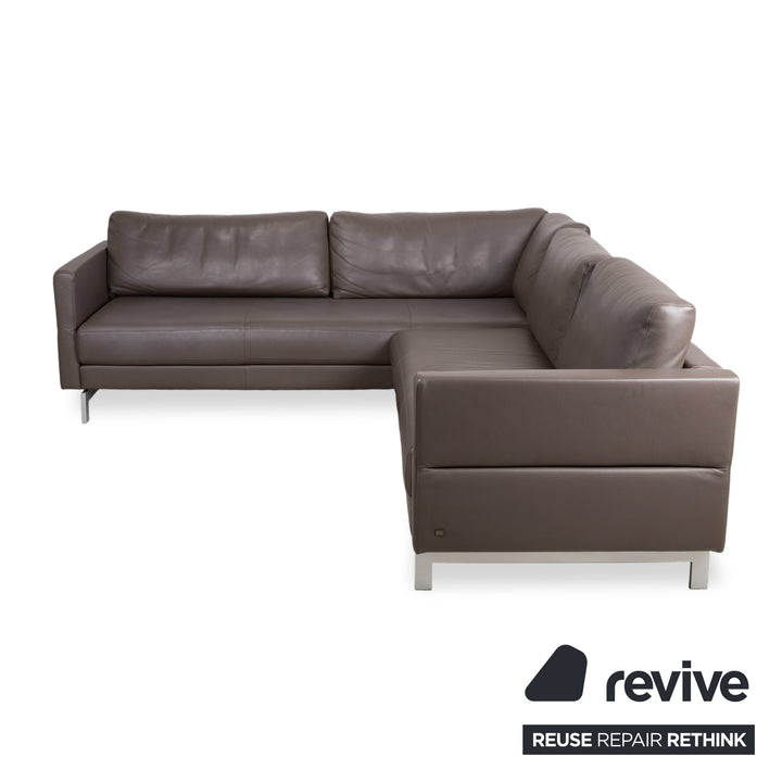 Rolf Benz Vida Leder Metall Ecksofa Braun Recamiere Links