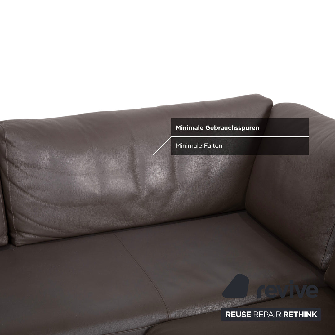 Rolf Benz Vida Leder Metall Ecksofa Braun Recamiere Links
