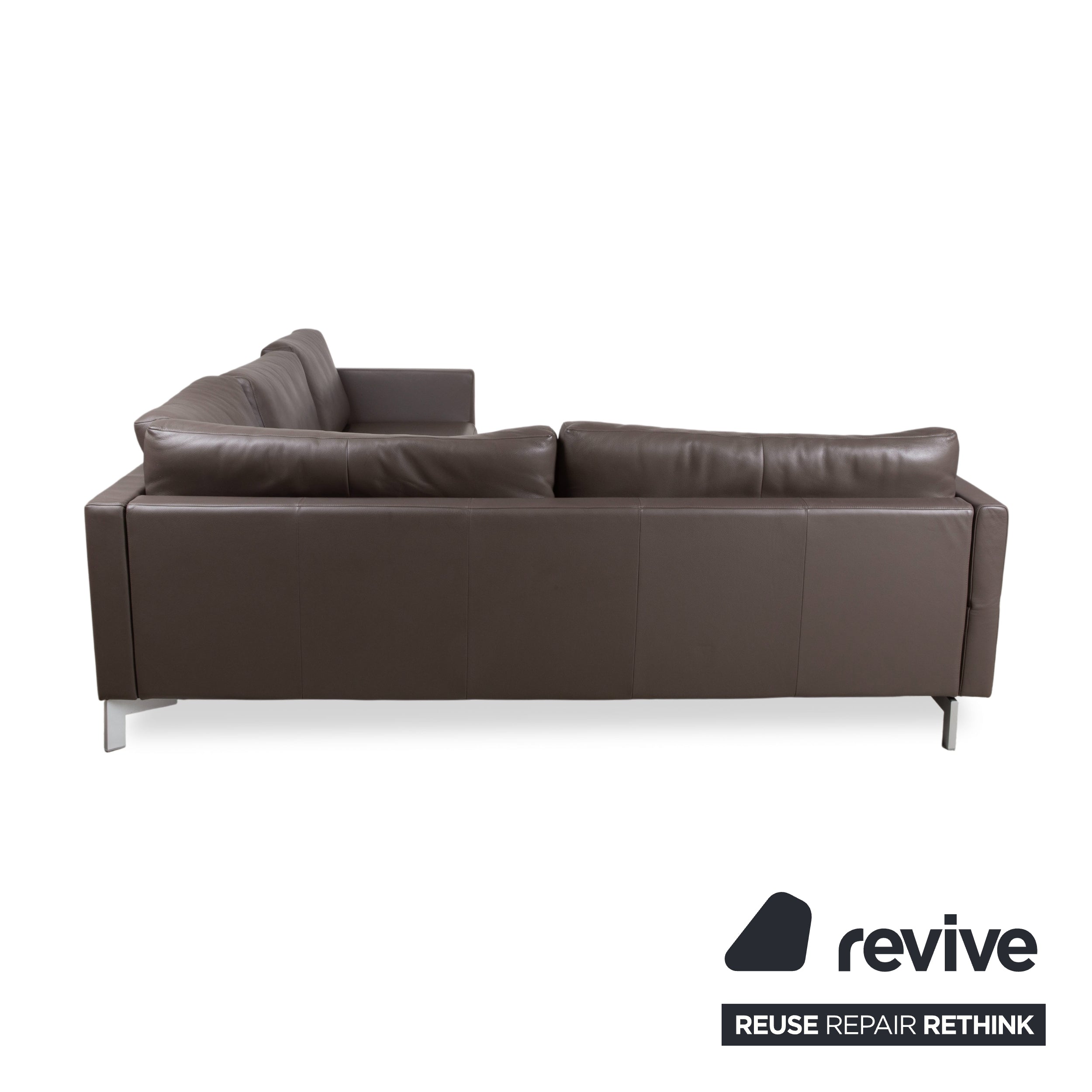 Rolf Benz Vida Leder Metall Ecksofa Braun Recamiere Links