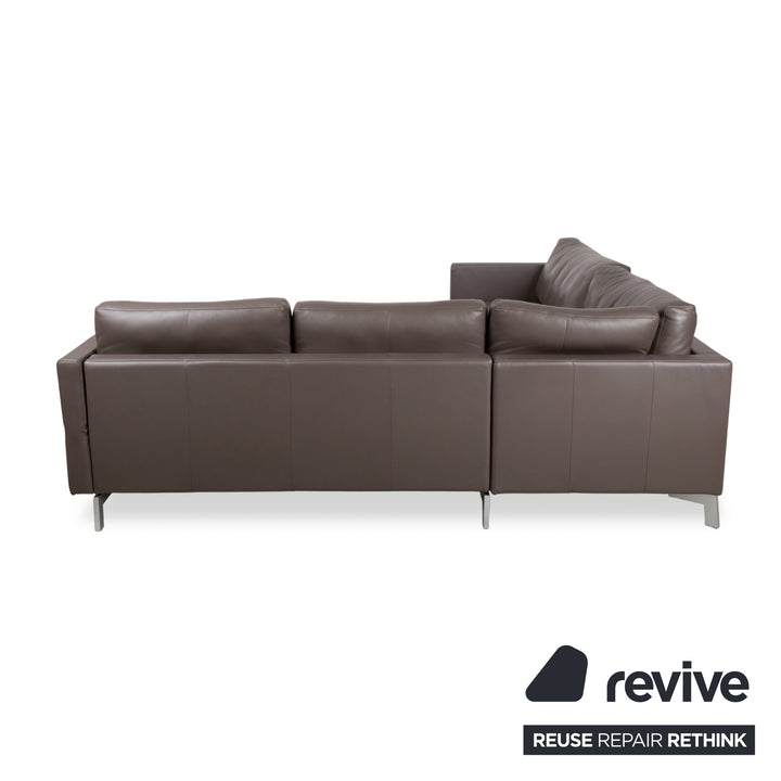 Rolf Benz Vida Leder Metall Ecksofa Braun Recamiere Links