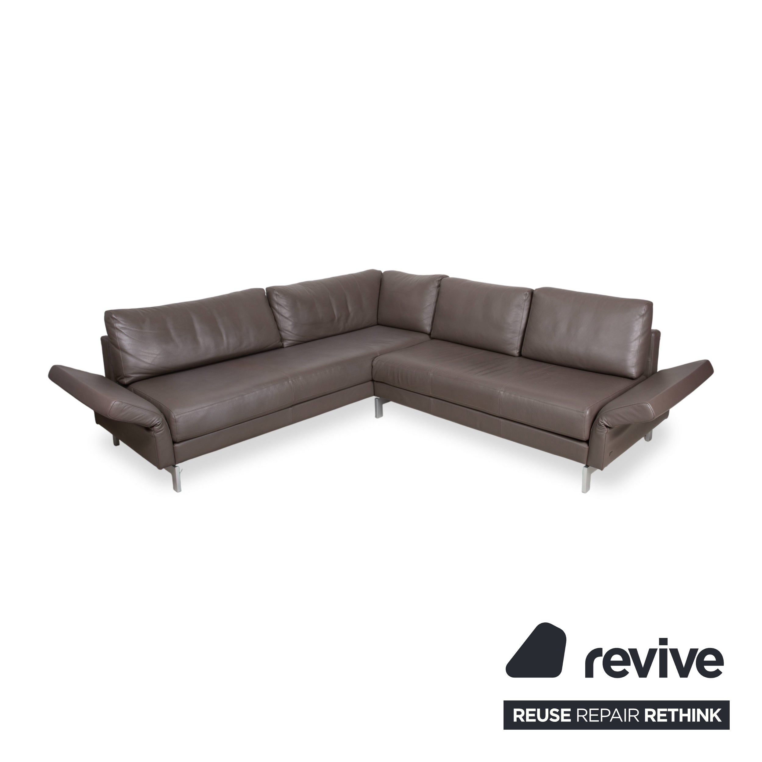 Rolf Benz Vida Leder Metall Ecksofa Braun Recamiere Links