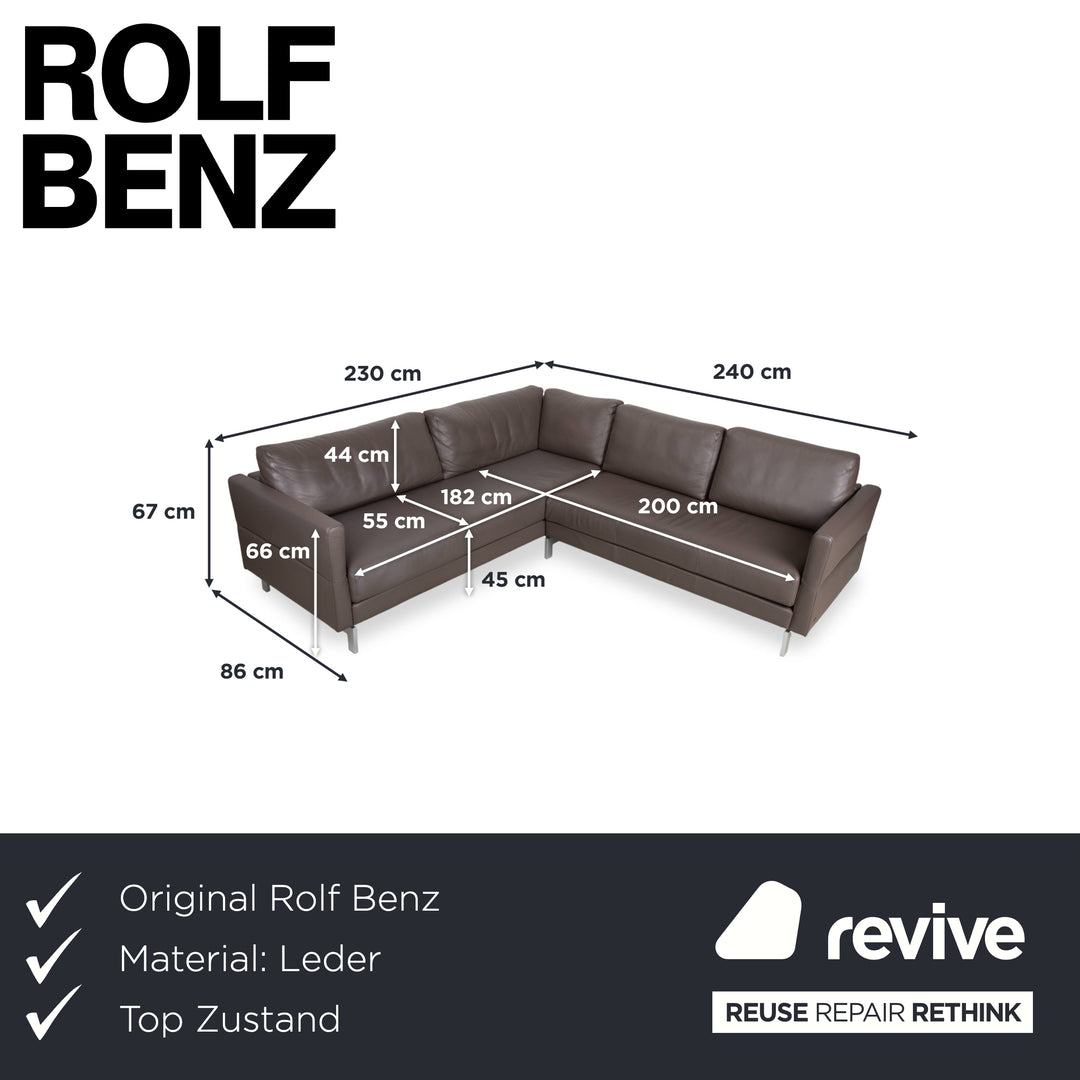 Rolf Benz Vida Leder Metall Ecksofa Braun Recamiere Links