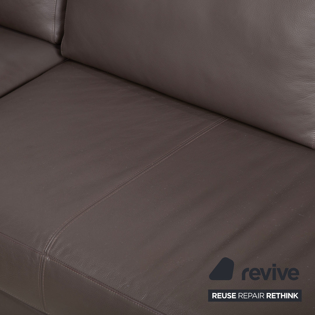 Rolf Benz Vida Leder Metall Ecksofa Braun Recamiere Links