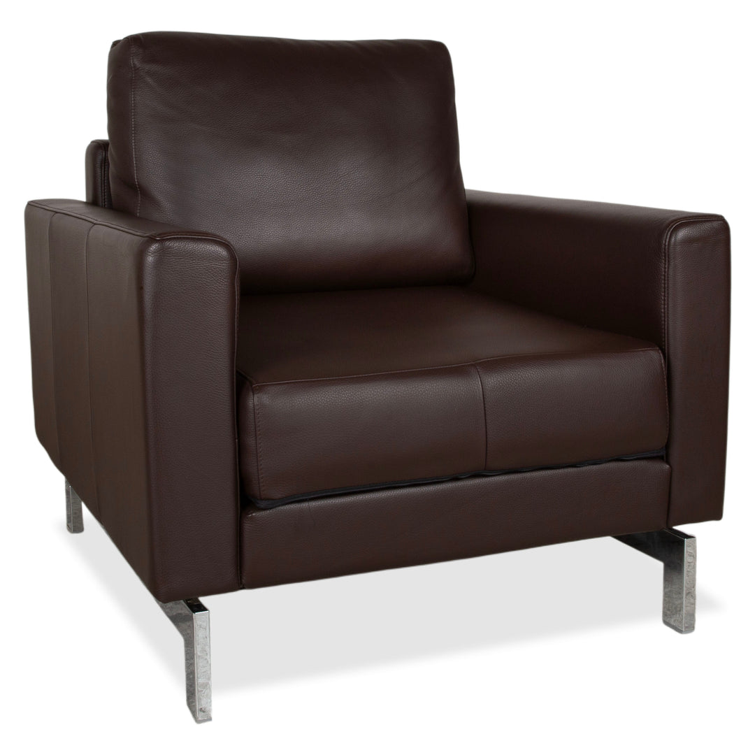 Rolf Benz Vida Leather Armchair Brown Chrome