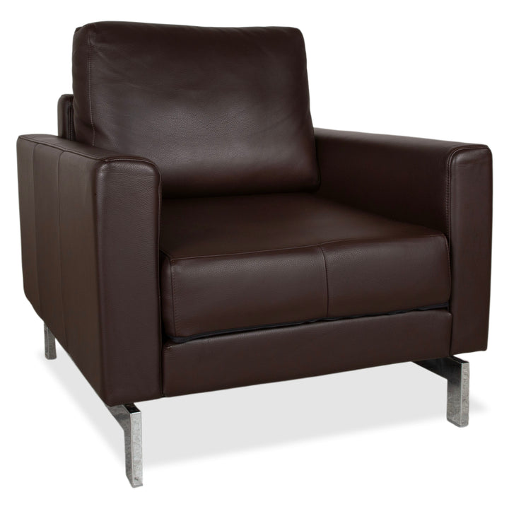 Rolf Benz Vida Leather Armchair Brown Chrome