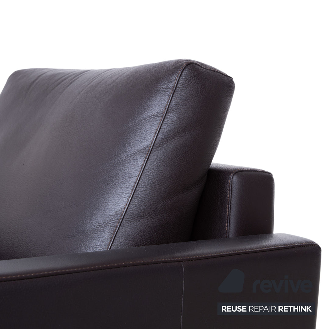 Rolf Benz Vida Fauteuil en cuir Marron Marron foncé Chrome