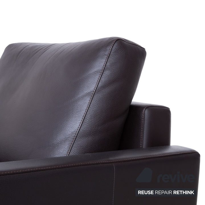 Rolf Benz Vida Fauteuil en cuir Marron Marron foncé Chrome