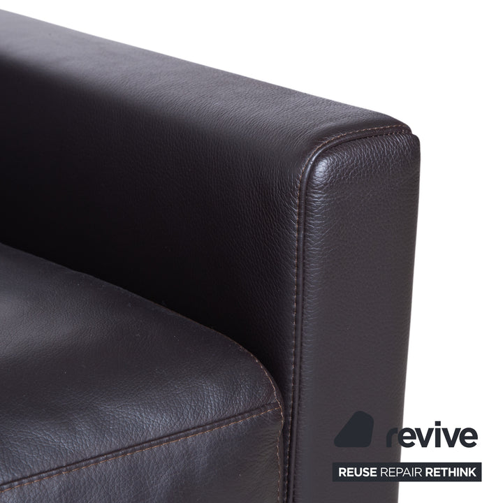 Rolf Benz Vida Fauteuil en cuir Marron Marron foncé Chrome