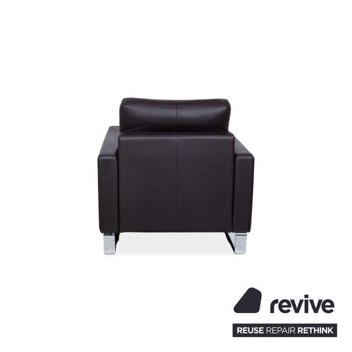 Rolf Benz Vida Fauteuil en cuir Marron Marron foncé Chrome