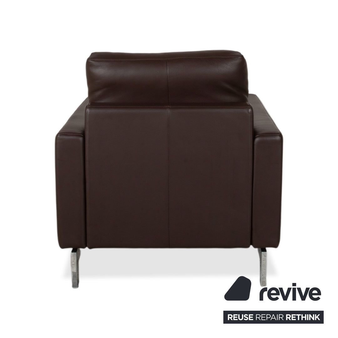 Rolf Benz Vida Leather Armchair Brown Chrome