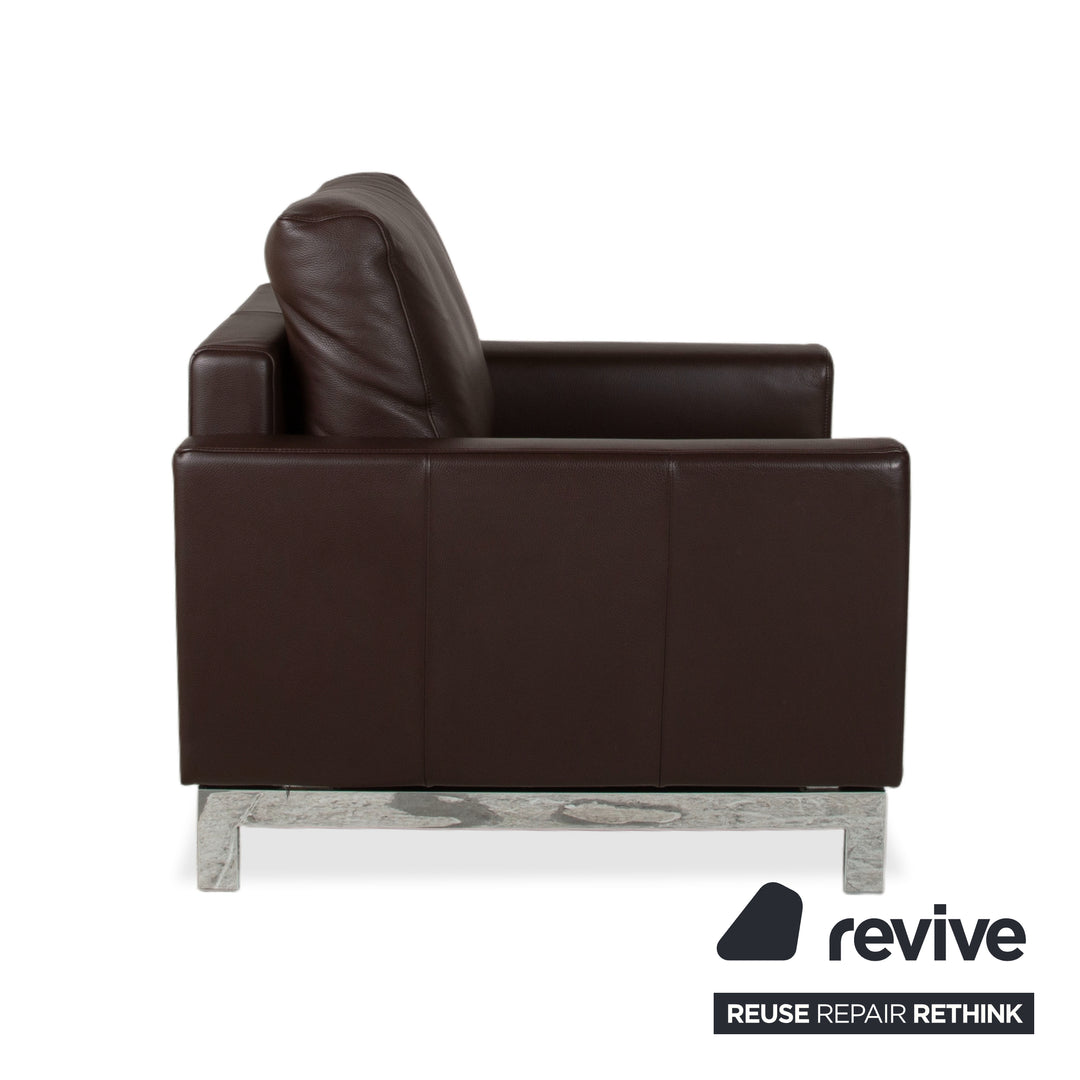 Rolf Benz Vida Leather Armchair Brown Chrome