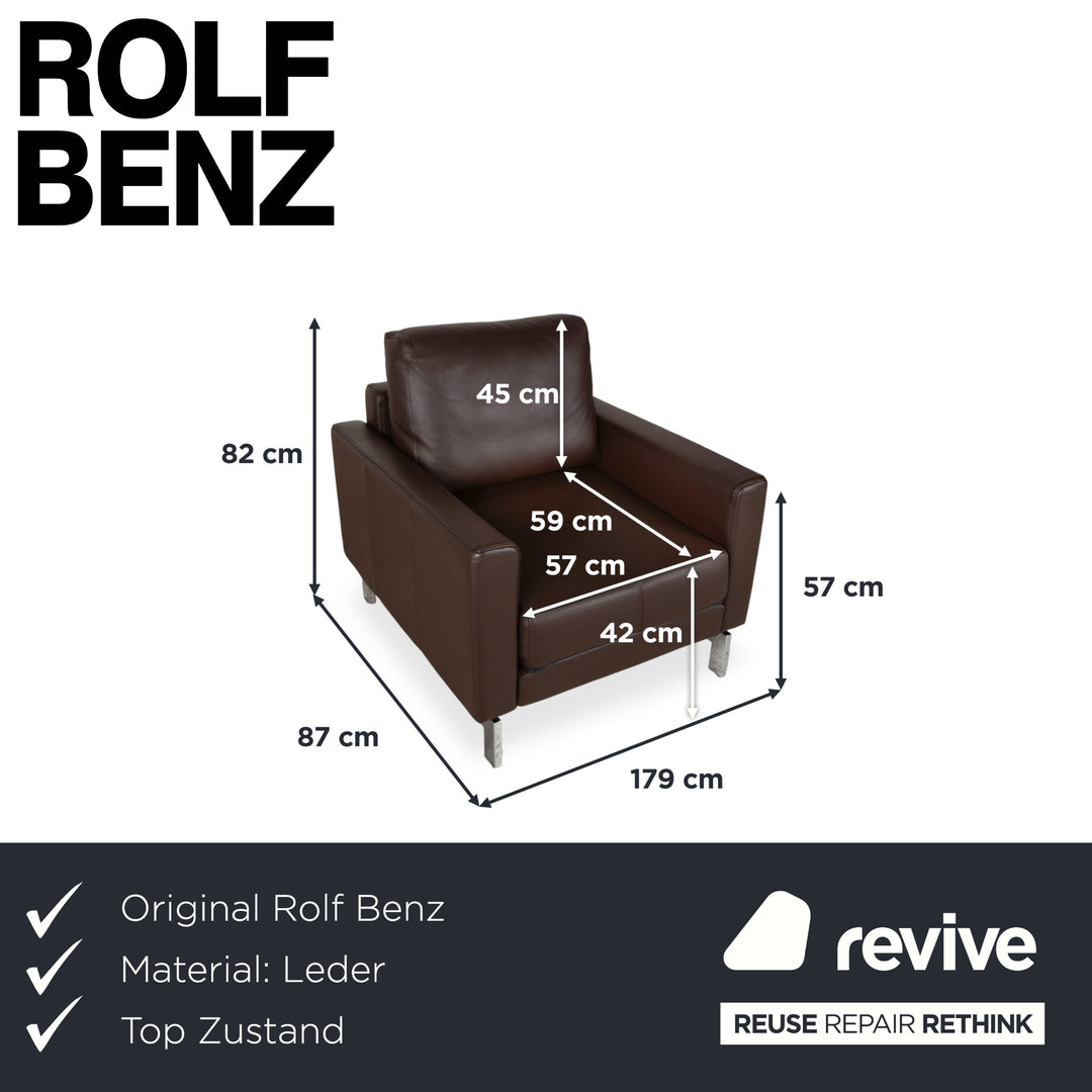 Rolf Benz Vida Leather Armchair Brown Chrome